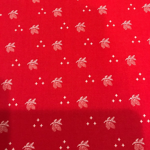 Christmas Stitched Pinecones Red 2044414  - Fig Tree - Moda Has Now Discontinued This Fabric