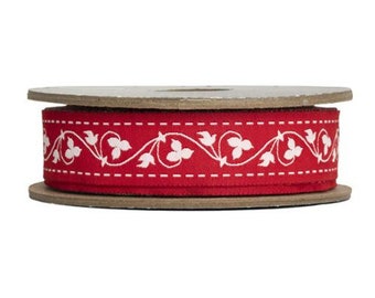 Fig Tree 1" Ribbon Red 2117 14 - Sold By The Yard