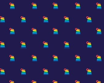 Riley Blake - Fisher-Price Rock-a-Stack Navy C9763 - Fabric - I Spy Fabric - Official licensed product