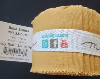 Bella Solids Junior Jelly Roll - 9900JJR 103 Moda Golden Wheat