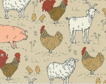 Moda Stacy Iest Hsu - Farmstead for Moda - Farmstead Linen 20903 12 - Novelty Farm Animals