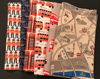 British Fabric  Half Yard Bundle - 6 Half Yards - Union Jack Fabric - London