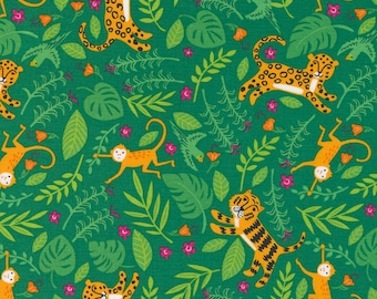 Jungle Paradise Jungle Paradise Monstera 20783 21 Moda - By Stacy Iest Hsu -  Tigers Monkeys Birds Leopards