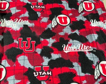 Utes College Prints -  University Of Utah - Digital Logo Flannel-100% Cotton-UTA1230 - FLANNEL
