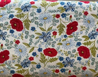 Red White Bloom Daisy White 56110 11 -  By Deb Strain for Moda - Floral Florals