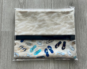 Pillowcase - Coastal Themed Pillowcase - Flip Flops and Sand