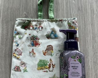 Reusable Lined Fabric Gift Bag 9.5 “ x 8.5 Inches - Peter Rabbit