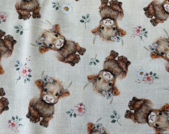 Farm Highland Cows and Floral - Til The Cows Come Home by Timeless Treasure - CD4041  MULTI