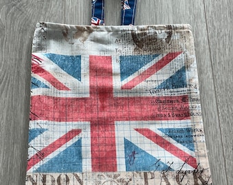 Reusable Lined Fabric Gift Bag 9.5 “ x 8.5 Inches - Gift Bag - Union Jack