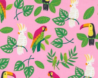 Jungle Paradise Pink 20782 13 Moda - By Stacy Iest Hsu - Birds In Paradise Novelty Tropical Birds