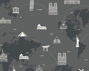 My Heritage Map Charcoal - for Riley Blake - C9797