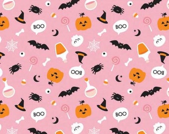 End of Bolt 1/2 Yard - Pink/ Rose Spooky Season - 21211002-2 - Hey Boo by Camelot Collection