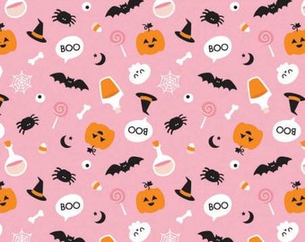End of Bolt 1 Yard - Pink/ Rose Spooky Season - 21211002-2 - Hey Boo by Camelot Collection
