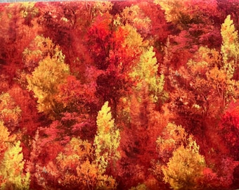 Autumn Retreat Tree Texture Orange by P&B Fabrics - ARET05579-0
