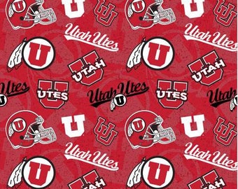 End of Bolt 1 Yard - Utes College Prints - NCAA Utah Tone on Tone Cotton  UTA-1178