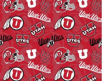 Utes College Prints - NCAA Utah Tone on Tone Cotton  UTA-1178