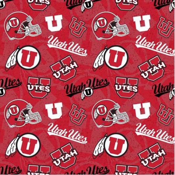 Utes College Prints - NCAA Utah Tone on Tone Cotton  UTA-1178