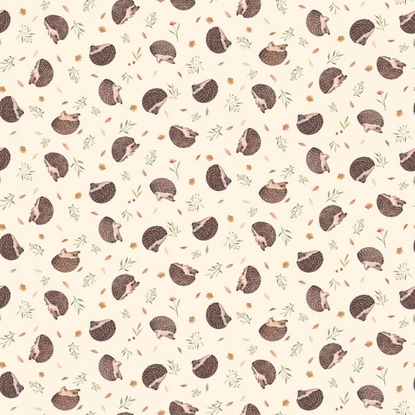 Little Fawn and Friends by Dear Stella Collection - Cream Hedgehog - ST-DNS1909CREAM
