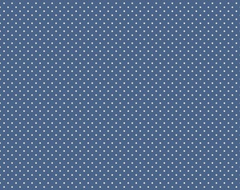 End of Bolt 2 yards 6 Inches - Riley Blake - White Swiss Dots on Denim fabric - C670 Denim