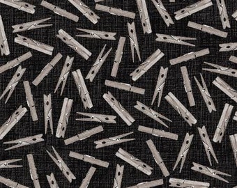 Studio E Charcoal Clothes Pegs 4885S-99 - I Spy Quilt Fabric