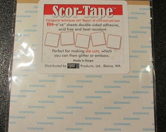 Five - 6" x 6" Double-sided Adhesive Sheets - By Scor Tape