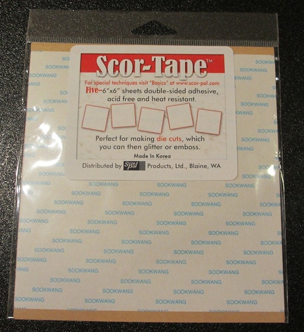 Five - 6 x 6 Double-sided Adhesive Sheets - By Scor Tape