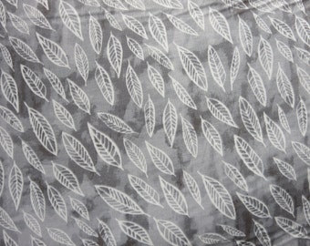 Fallen Leaves Mumseed Meadow Fabric by Dear Stella Small White Falling Leaves on a Gray Afternoon Sky - SRR525