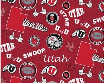 Utes College Prints - University of Utah Home State Fabric 100% Cotton