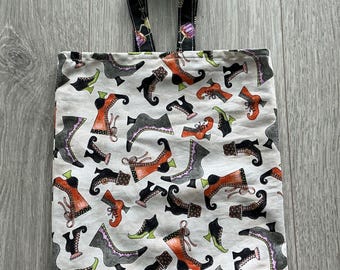 Reusable Lined Fabric Gift Bag 9.5 “ x 8.5 Inches - Witches Boots