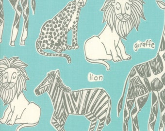 End of bolt 21 Inches - Safari Life Aqua 20642 20 Moda - Stacy Iest Hsu Childrens Novelty Safari Kingdom