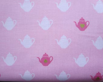 End of Bolt 1 Yard - Wonderland  2 Tea Pot Pink Sparkle Fabric - SC5773  - Melissa Mortenson for Riley Blake