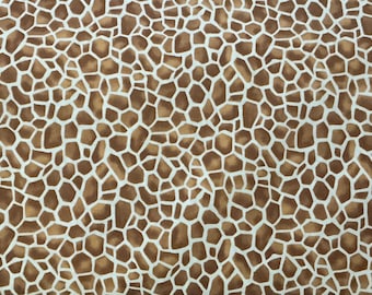 Giraffe Print Fabric by Makower UK  For Andover Fabrics - TP2402 - Around The World