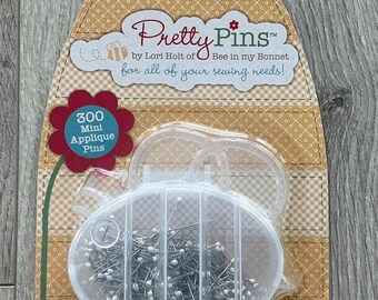 Lori Holt - Pretty Pins - 300 Mini Appliqué Pins ST-39775 - In plastic Bee container