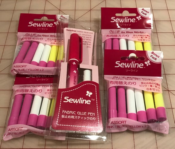  Bundle of Sewline Fabric Glue Pen(s) Blue, and Fabric Glue Pen  Refill 2-Pack(s) Blue (1 Pen, 1 2-pack Refills)