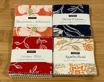 Fig Tree Strawberries and Rhubarb, Denim and Daisies, Christmas Figs andAgatha Road, - Mini Charm Pack Set