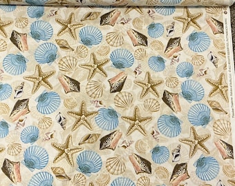 Timeless Treasure - Seashells  and Starfish - BEACH - C8392 Natural