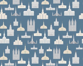 Called To Serve Temple Blue- Sparkle by Deena Rutter- SC9294 - This Fabric Has Now Been Discontinued by Riley Blake