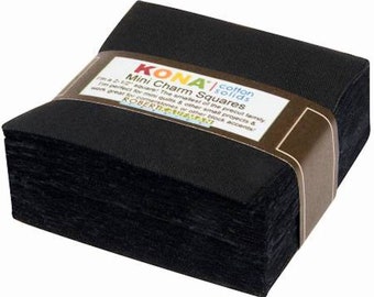 Kona 2.5" Mini Charm Squares - MCH-104-84 - 84 Pieces - Robert Kaufman - Black