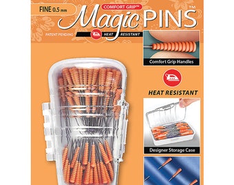 Magic Pins - Silk Pins - 100 pins -Fine 1 7/16” - Taylor Seville - Comfort Grip