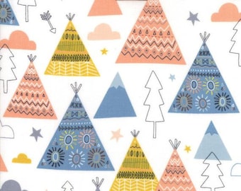 End of Bolt 1 1/4 Yards - Wild & Free  - Abi Hall -  Novelty Teepees Trees 3531211