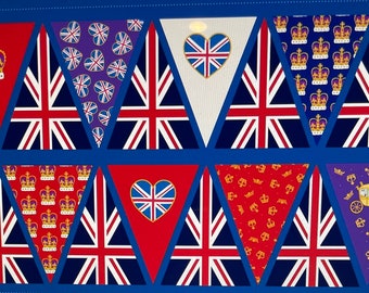 Coronation Day  Bunting Panel -  by Lewis and Irene A765 - Limited Amount Unable To Get More