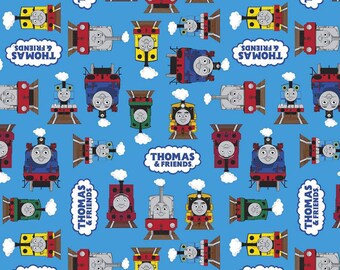 Riley Blake - All Aboard with Thomas & Friends Friends FABRIC - Blue C11001 - End of Bolt 1.5 Yards