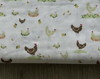 Clover Farms Chickens - White - By Gracey Larson - C14761 for Riley Blake