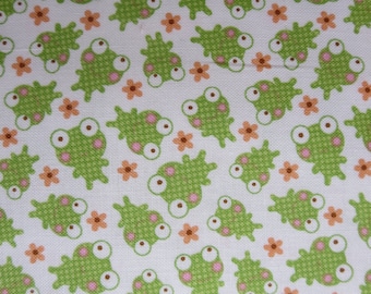 Riley Blake - Sweet Baby Girl - Frogs White By Doodlebug Designs - 7.99 a yard