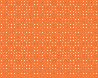 Riley Blake - White Swiss Dots on Orange fabric - C670-60 Orange