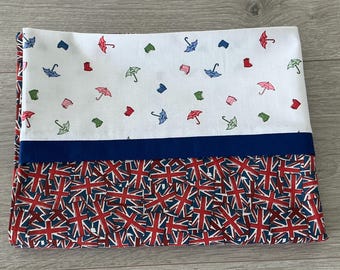 Novelty Pillowcase - British Themed /  U.K - London - Umbrella and Wellington Boots