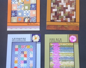 Four Villa Rosa Designs Quilt Patterns - Malaga, Iced Tea, Daybreak And Summer Song