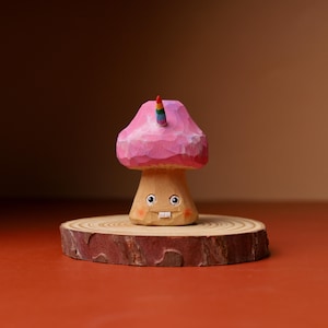 wood caving mini mushroom Figurine ，wooden toys，Christmas and Holiday Gifts，gift for girls ，Cute and Unique unicorn ornaments