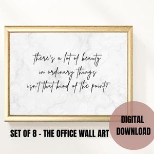 The Office Set of 8 Wall Art Printable Digital Download Dunder Mifflin Poster Gift Subtle Fan Art Quotes Landscape