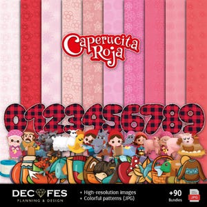 Little Red Riding Hood Digital Papers – Printable Scrapbook Designs for Crafts and Party Decorations